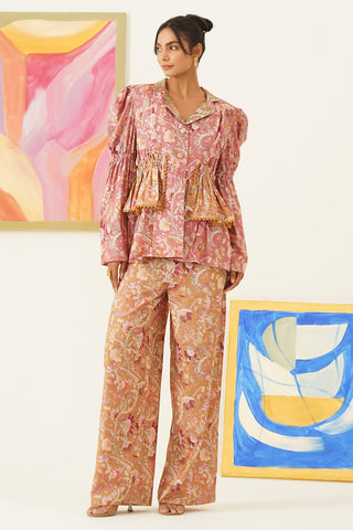 Aura Printed Ochre Pants